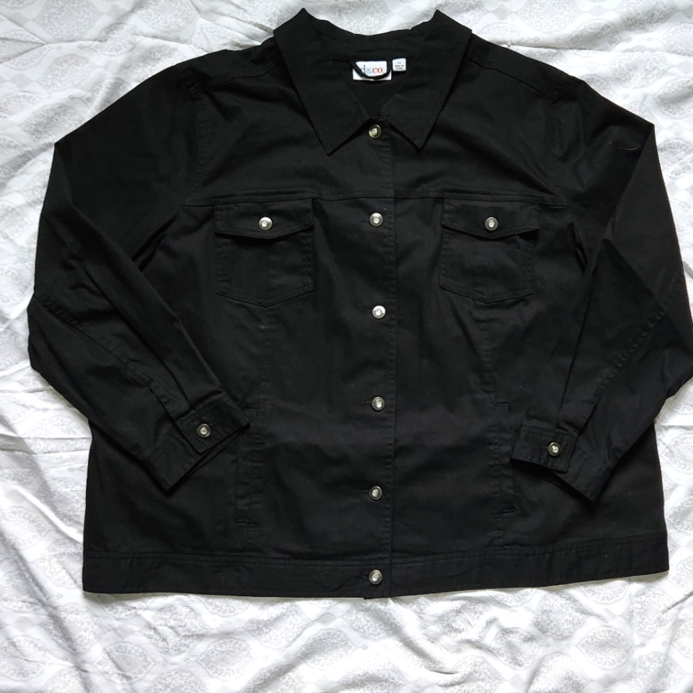 Denim & Co. Stretch Twill Jean Jacket w/Bling Buttons